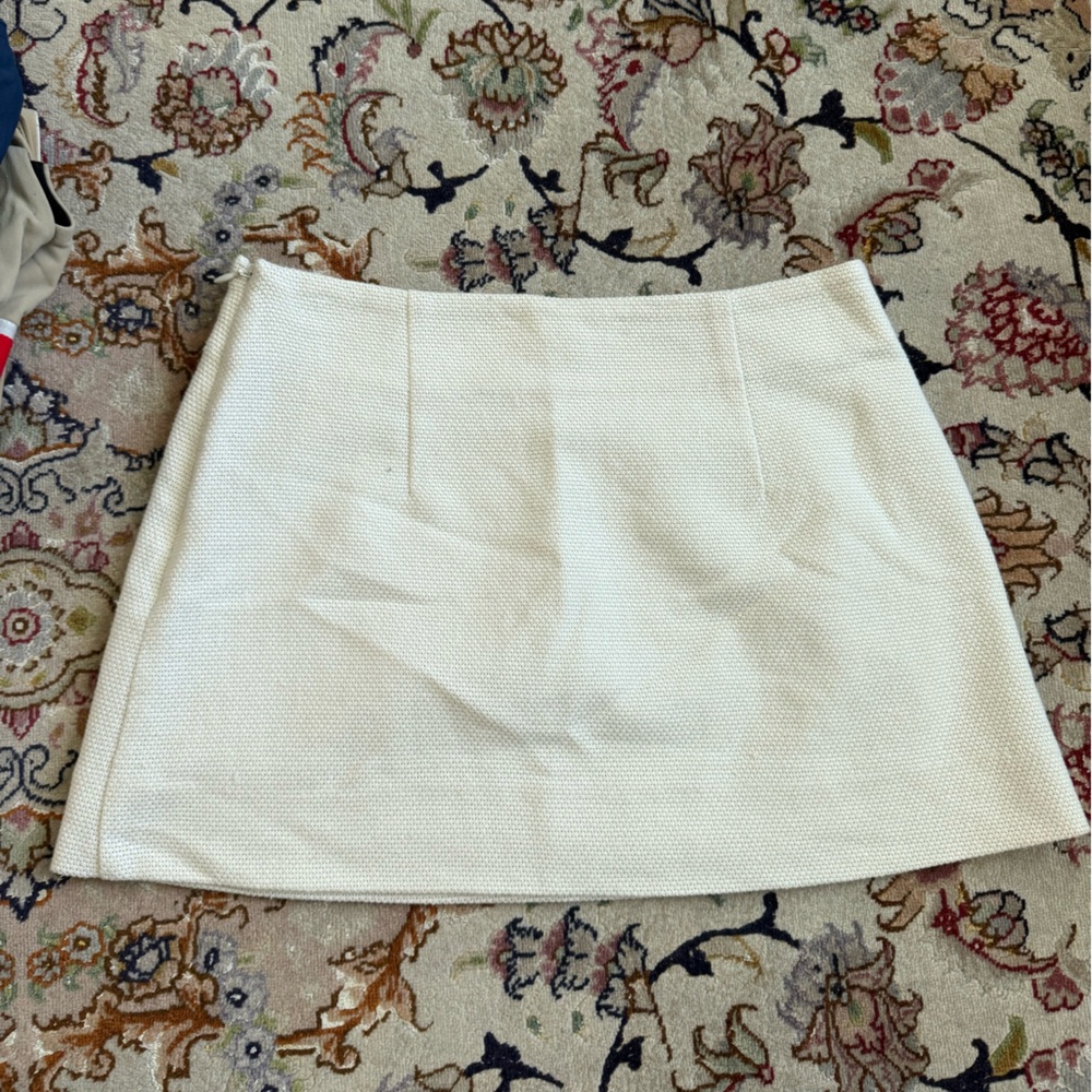Djerf Avenue Cream Textured Mini Skirt